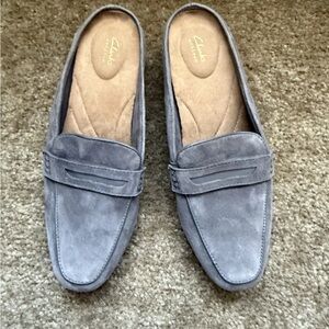 Clarks Gray Suede Slip-On Loafers